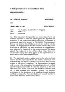 Today, 18 May 2004, the Supreme Court of Appeal will hear the appeal of Mr Jongisile Fonjana v The Road Accident Fund (RAF)