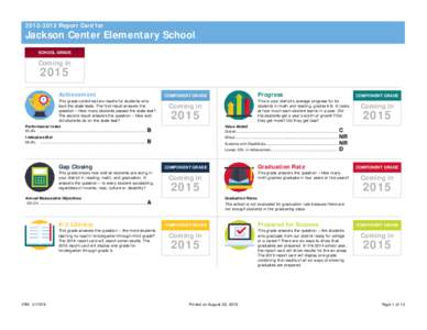 [removed]Report Card for  Jackson Center Elementary School SCHOOL GRADE  Coming in