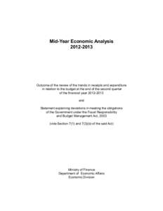 Mid-Year Economic Analysis[removed]Outcome of the review of the trends in receipts and expenditure in relation to the budget at the end of the second quarter of the financial year[removed]