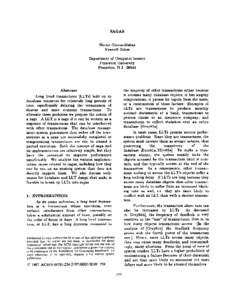 SAGAS Hector Garcaa-Molrna Kenneth Salem Department of Computer Science Princeton University Princeton, N J 08544