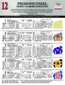 12  PREAKNESS STAKES® GRADE I • $1,500,000 GUARANTEED For Three-Year-Olds. $15,000 to pass the entry box, starters to pay $15,000 additional. 60% of the purse to the winner,