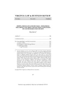 VIRGINIA LAW & BUSINESS REVIEW VOLUME 6 FALLNUMBER 2
