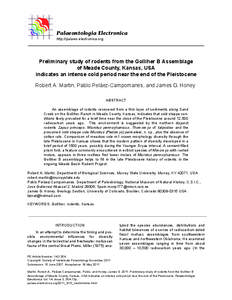 Palaeontologia Electronica http://palaeo-electronica.org Preliminary study of rodents from the Golliher B Assemblage of Meade County, Kansas, USA indicates an intense cold period near the end of the Pleistocene