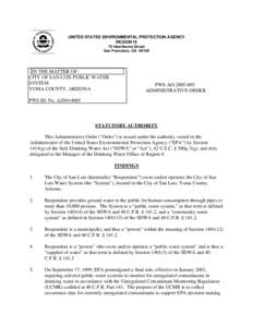 Drinking water / Environment of the United States / United States / Environmental law / Drinking water quality legislation of the United States / Water supply and sanitation in the United States / Safe Drinking Water Act / United States Environmental Protection Agency