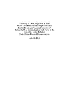 Prepared Statement of Chief Judge Patti B. Saris, Chair, U.S. Sentencing Commission