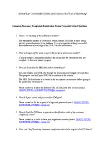 European Consumer Complaints Registration System FAQ