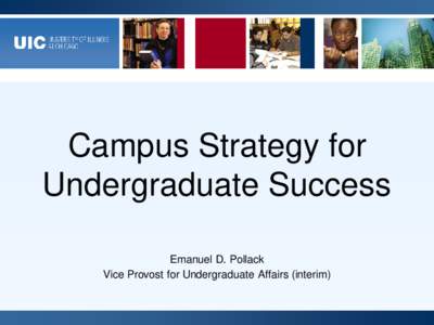 102  Campus Strategy for Undergraduate Success Emanuel D. Pollack Vice Provost for Undergraduate Affairs (interim)