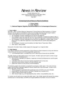 News in Review Periodic Mailing from the South Carolina State Historic Preservation Office Review and Compliance Division May 2007