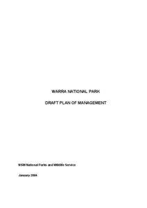 WARRA NATIONAL PARK DRAFT PLAN OF MANAGEMENT