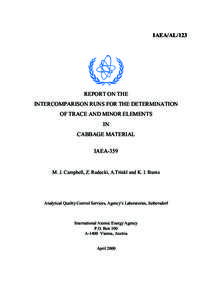 IAEA/AL/123  REPORT ON THE INTERCOMPARISON RUNS FOR THE DETERMINATION OF TRACE AND MINOR ELEMENTS IN