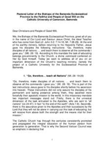 Pastoral Letter on Final Text