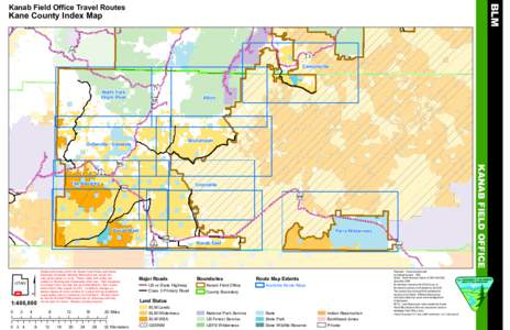 BLM  Kanab Field Office Travel Routes Kane County Index Map