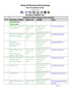 2012 Navajo DOT Partnership Relaunch Invitees and Attendees List