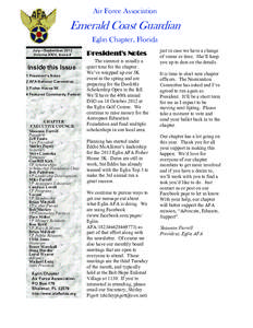 Air Force Association  Emerald Coast Guardian Eglin Chapter, Florida July—September 2012 Volume XXIV, Issue 4