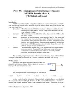 PHY[removed]Microprocessor Interfacing Techniques  PHY[removed]Microprocessor Interfacing Techniques LabVIEW Tutorial - Part X File Output and Input Introduction