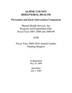 ALPINE COUNTY   BEHAVIORAL HEALTH Prevention and Early Intervention Component Mental Health Services Act
