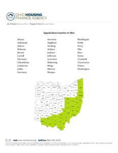 Appalachian Counties in Ohio Adams Ashtabula Athens Belmont Brown