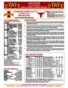 IOWA STATE  CYCLONES[removed]MEN’S HOOPS NOTES NO. 8 IOWA STATE CYCLONES (14-2, 2-2)