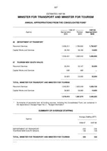 627 ESTIMATES[removed]MINISTER FOR TRANSPORT AND MINISTER FOR TOURISM ANNUAL APPROPRIATIONS FROM THE CONSOLIDATED FUND* _____________________________________________________________________________________