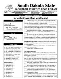 South Dakota State  Jackrabbit Athletics News Release Jackrabbit Sports Information 	 Stanley J. Marshall HPER Center 	 1047 16th Ave. 	 Brookings, SD[removed]Graduate Assistant: Jacob Dreyer
