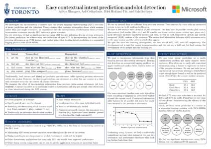 Easy contextual intent prediction and slot detection Aditya Bhargava, Asli Celikyilmaz, Dilek Hakkani-Tür, and Ruhi Sarikaya Summary Session data