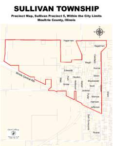 SULLIVAN TOWNSHIP  Precinct Map, Sullivan Precinct 5, Within the City Limits Moultrie County, Illinois  µ