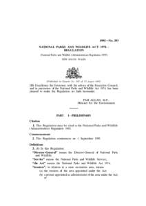 1995—No. 393 NATIONAL PARKS AND WILDLIFE ACT 1974— REGULATION (National Parks and Wildlife (Administration) Regulation[removed]NEW SOUTH WALES