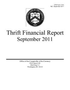 „ OTS Form 1313 Rev. September 2011 Thrift Financial Report September 2011