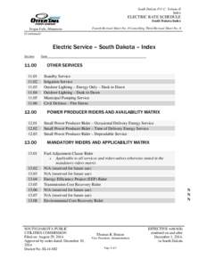 South Dakota P.U.C. Volume II Index ELECTRIC RATE SCHEDULE South Dakota Index Fergus Falls, Minnesota