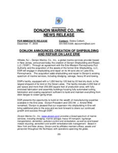 Microsoft Word - Donjon Erie Shipyard release.doc