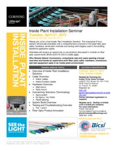 Optical fiber / BICSI / Corning Incorporated / Fiber optics / Technology / Glass / Signal cables