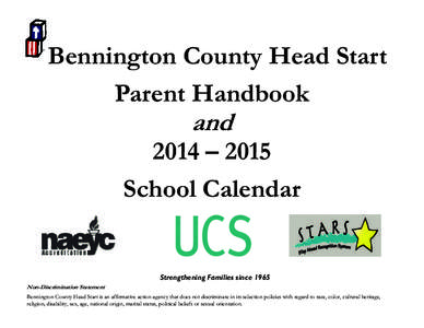 Bennington County Head Start Parent Handbook and  2014 – 2015