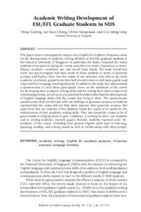 Academic Writing Development of ESL/EFL Graduate Students in NUS  119 Academic Writing Development of ESL/EFL Graduate Students in NUS