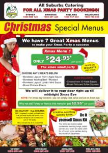 All Suburbs Catering  FOR ALL XMAS PARTY BOOKINGS! SYDNEY[removed]