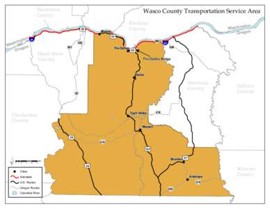Wasco County Transportation Service Area  Skamania County  £