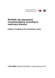 BG/BGIA risk assessment recommendations according to machinery directive: Design of workplaces with collaborative robots