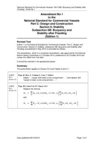 National Standard for Commercial Vessels; Part C6B; Buoyancy and Stability after Flooding / Amdt No.1 Amendment No 1 to the National Standard for Commercial Vessels