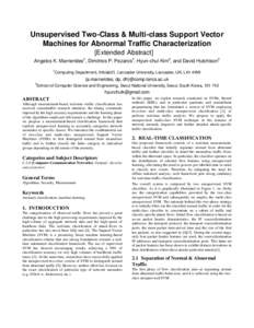 Unsupervised Two-Class & Multi-class Support Vector Machines for Abnormal Traffic Characterization [Extended Abstract] †  †