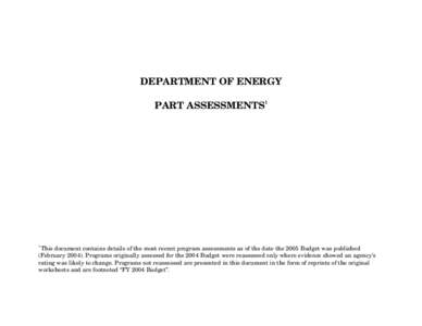 DEPARTMENT OF ENERGY 1 PART ASSESSMENTS  1