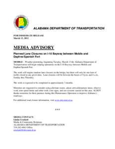 Transportation in Alabama / Jubilee Parkway / Mobile /  Alabama / Bankhead Tunnel / U.S. Route 431 in Alabama / Alabama State Route 59 / Alabama / Mobile Bay / Alabama Department of Transportation