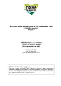 Australian Animal Welfare Standards and Guidelines for Cattle Public Consultation May 2013 NSW Farmers’ Association Level 6, Chandos Street