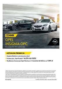 CENNIK  OPEL INSIGNIA OPC. Rok produkcjiRok modelowy 2016.