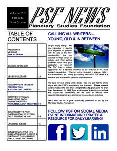 Volume 23.3 Fall 2013 Third Quarter TABLE OF CONTENTS