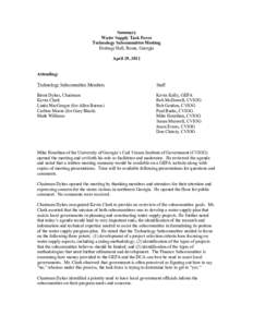 Summary Water Supply Task Force Technology Subcommittee Meeting Heritage Hall, Rome, Georgia April 29, 2011 Attending: