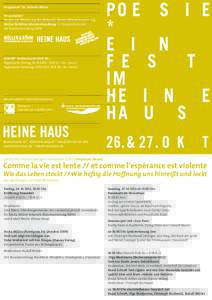 Programm* Dr. Selinde Böhm Veranstalter* Verein zur Förderung des Heinrich-Heine-Geburtshauses e.V., Müller & Böhm Literaturhandlung in Kooperation mit der Kunstsammlung NRW