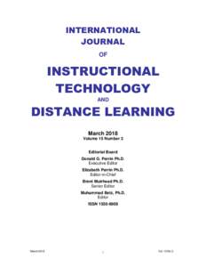 International Journal of Instructional Technology and Distance Learning  INTERNATIONAL JOURNAL OF