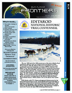 Western United States / United States / Iditarod Trail / Bureau of Land Management / Anchorage /  Alaska / Iditarod / Joe Redington / National Trails System / Yukon Quest / Dog sledding / Alaska / Sports in Alaska