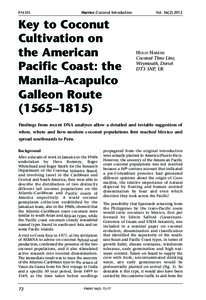 Spanish explorers / Botany / Asia / Tropical agriculture / Coconuts / Coconut / Andrés de Urdaneta / Alonso de Arellano / Copra / Colonial Mexico / Spanish East Indies / Flora