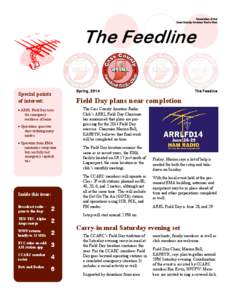 Newsletter of the Cass County Amateur Radio Club The Feedline Special points of interest: