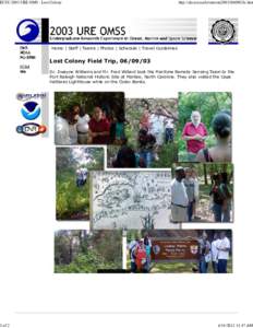 ECSU 2003 URE OMS - Lost Colony  1 of 2 http://nia.ecsu.edu/ureoms2003/060903lc.htm